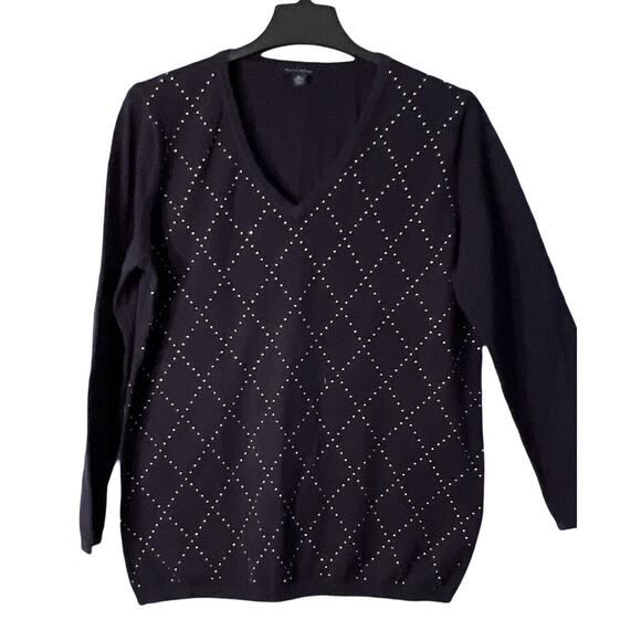 Tommy Hilfiger Sweater Womens Size XL Blue Long Sleeve Pullover Stone Embellish - Picture 1 of 8